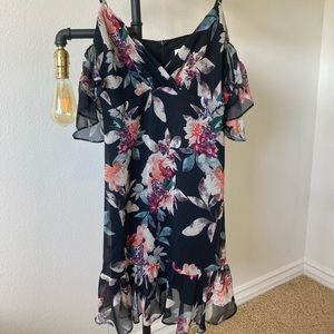 Scripted Black Floral Dress